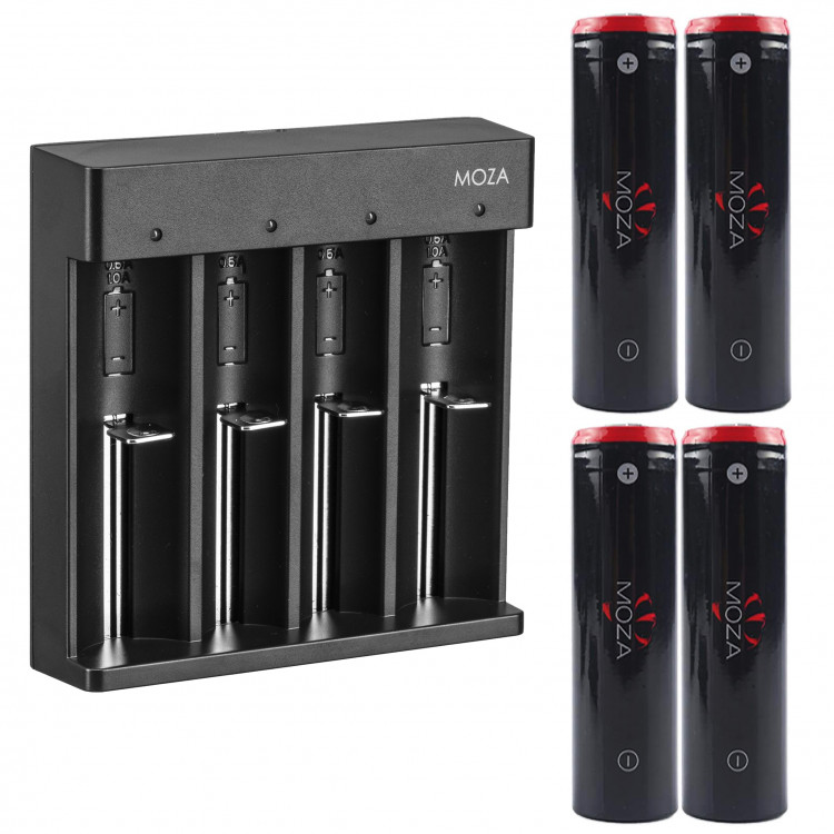 Зарядное устройство + аккумуляторы Moza 18650 (4шт.)